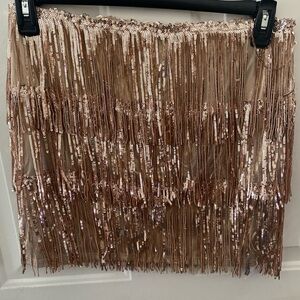 Champagne sequin fringe miniskirt